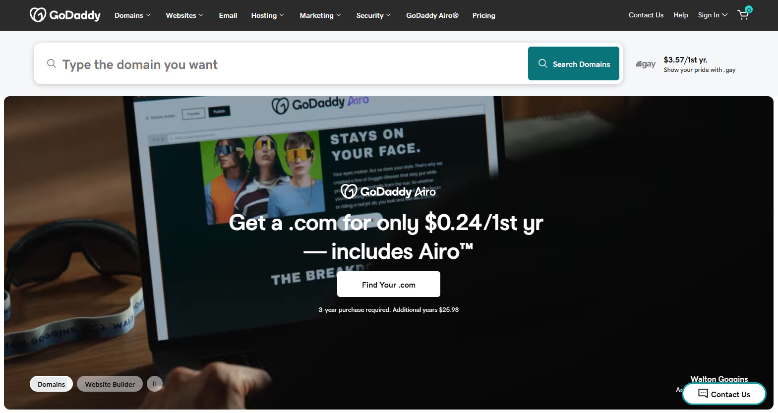 GoDaddy screenshot