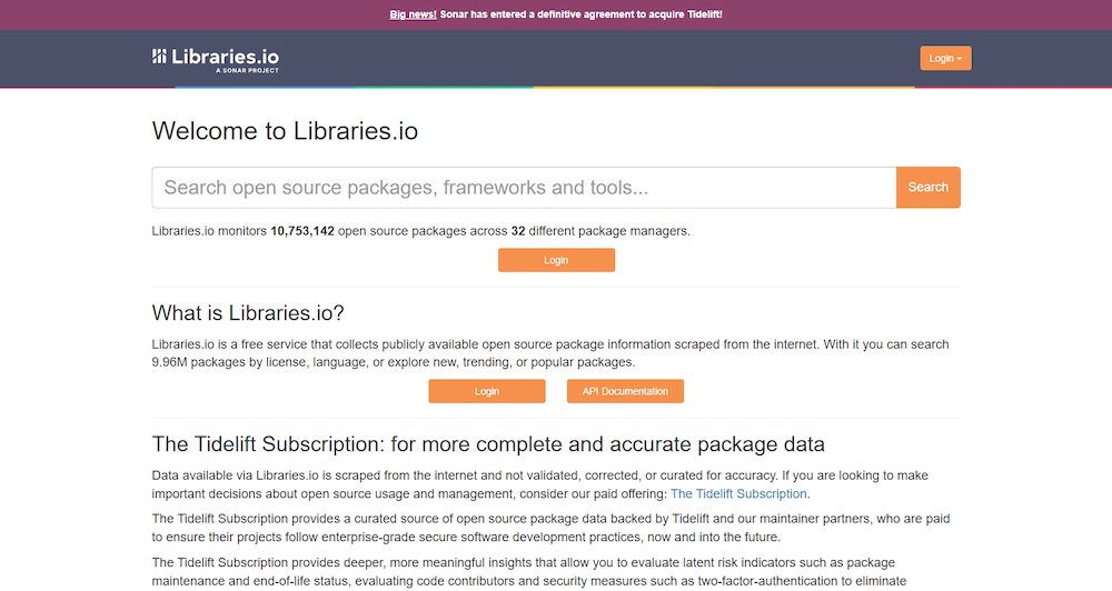 Libraries.io screenshot