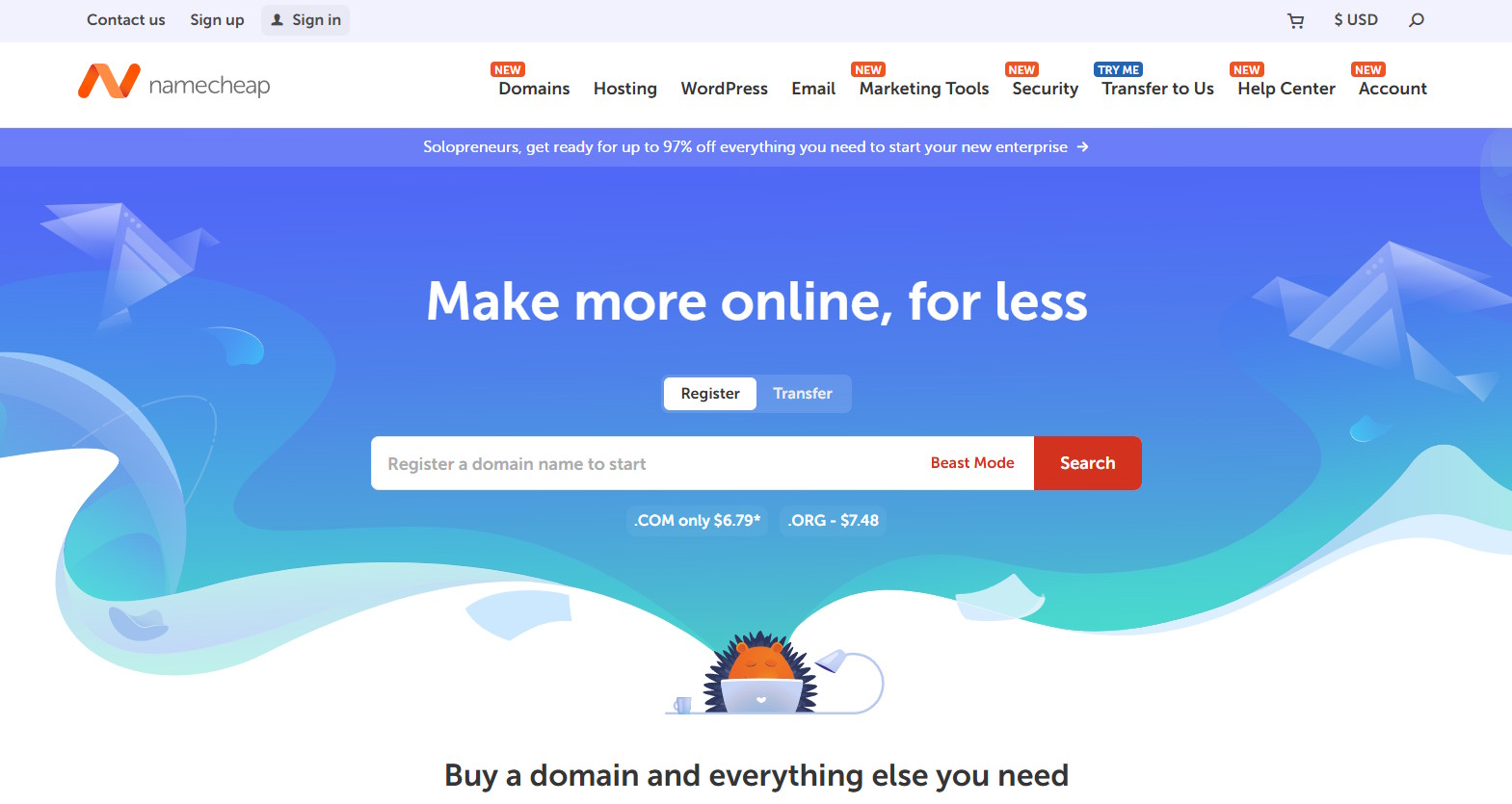 Namecheap screenshot