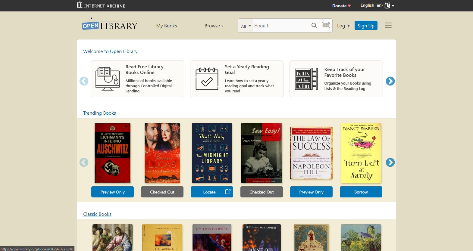Open Library screenshot