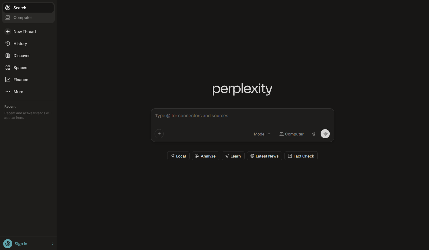Perplexity AI screenshot