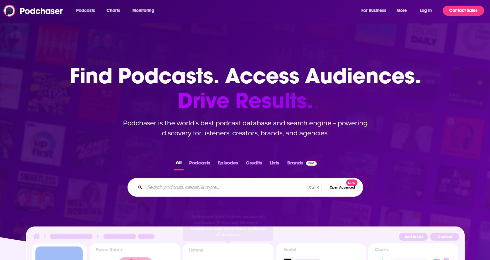 Podchaser screenshot
