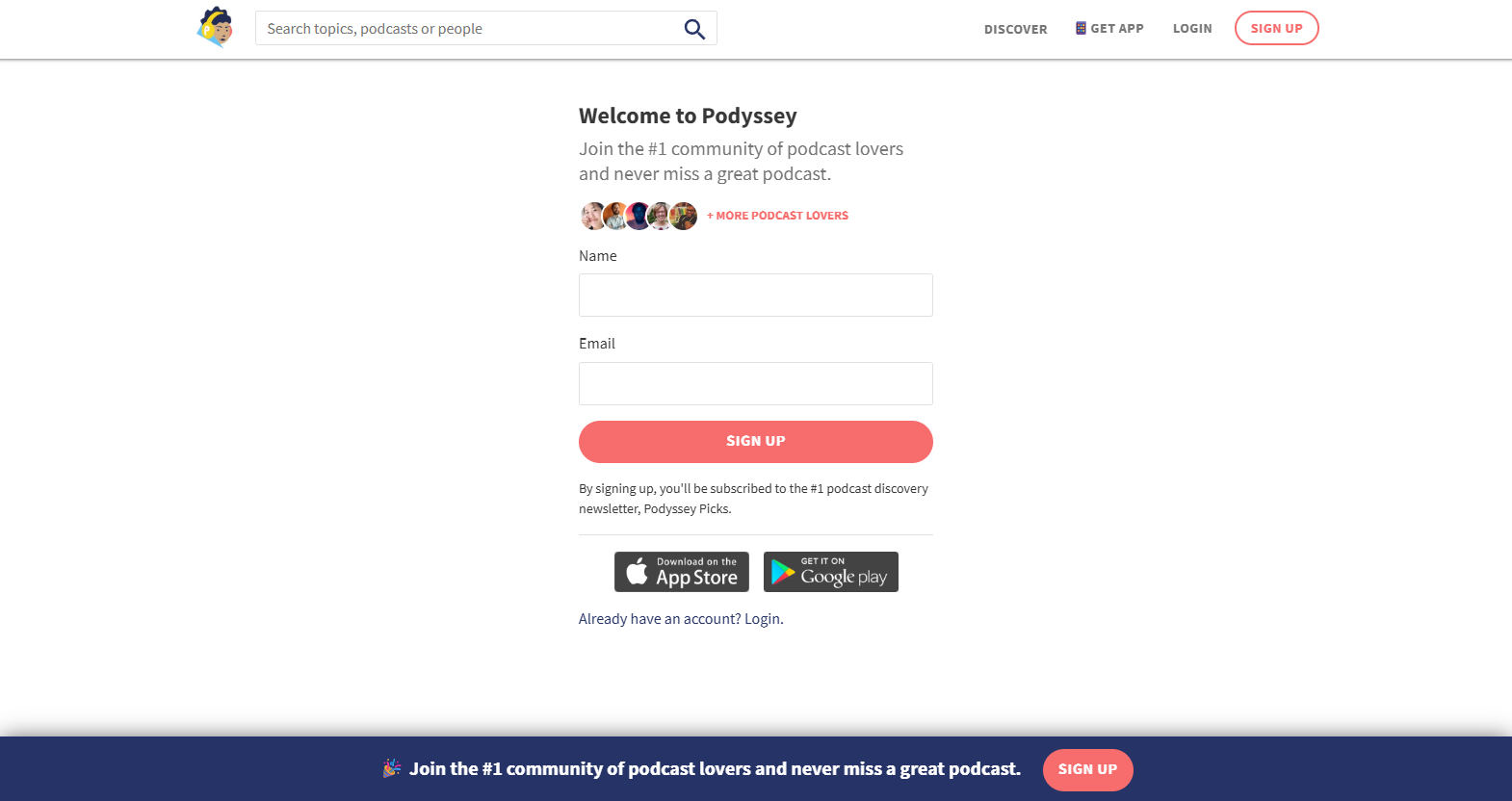Podyssey screenshot