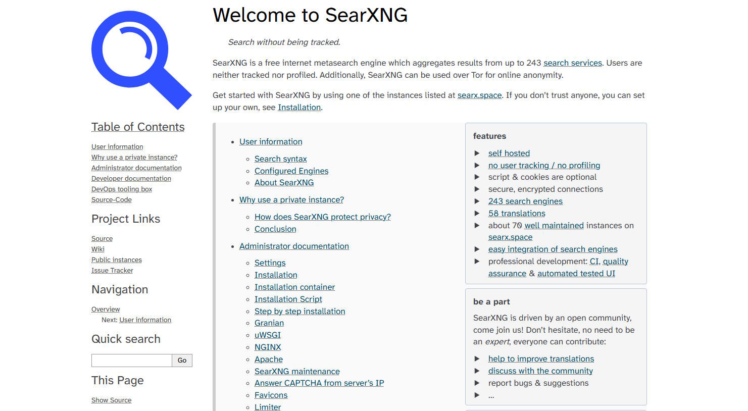Searx screenshot