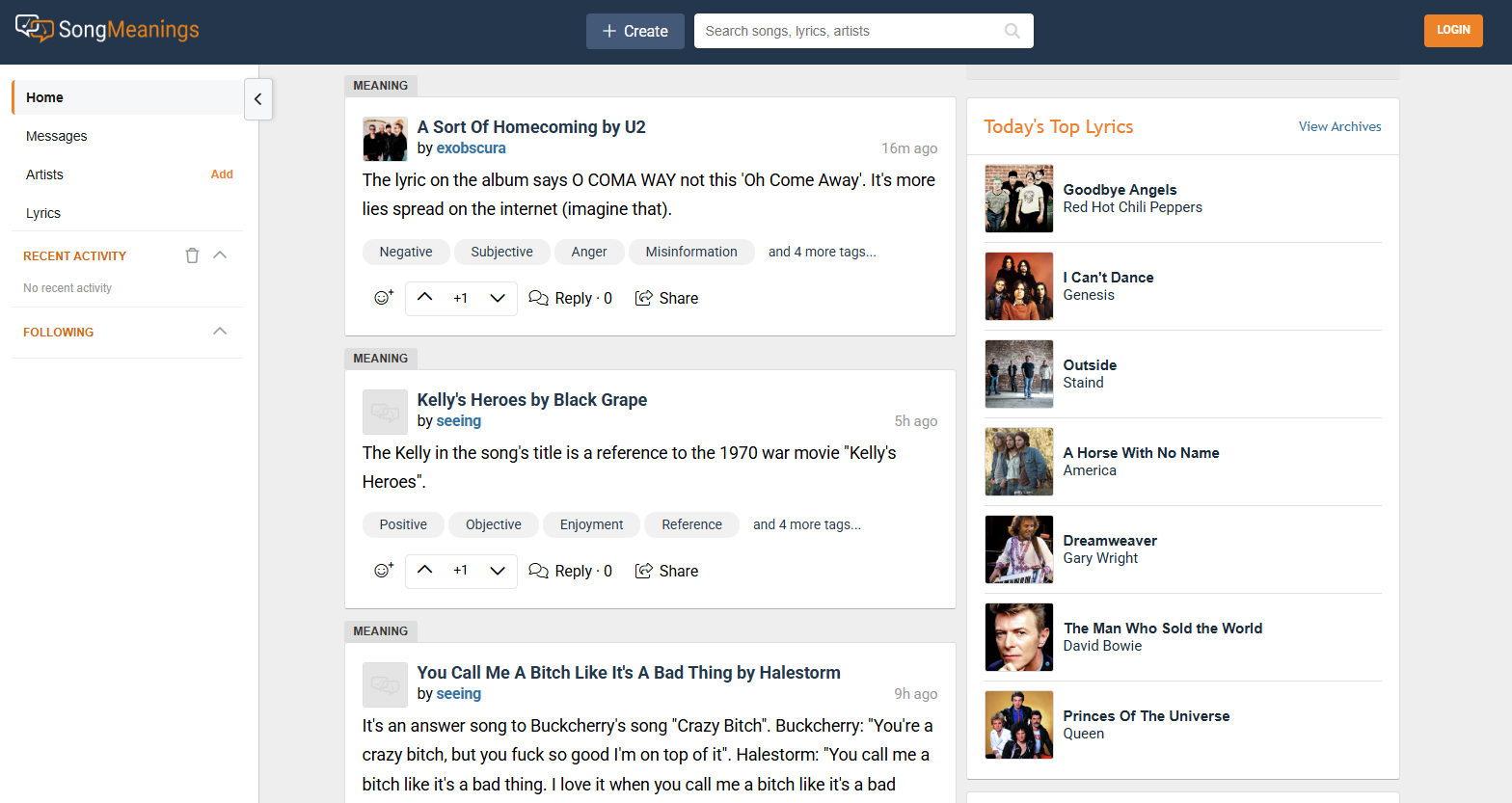 SongMeanings screenshot