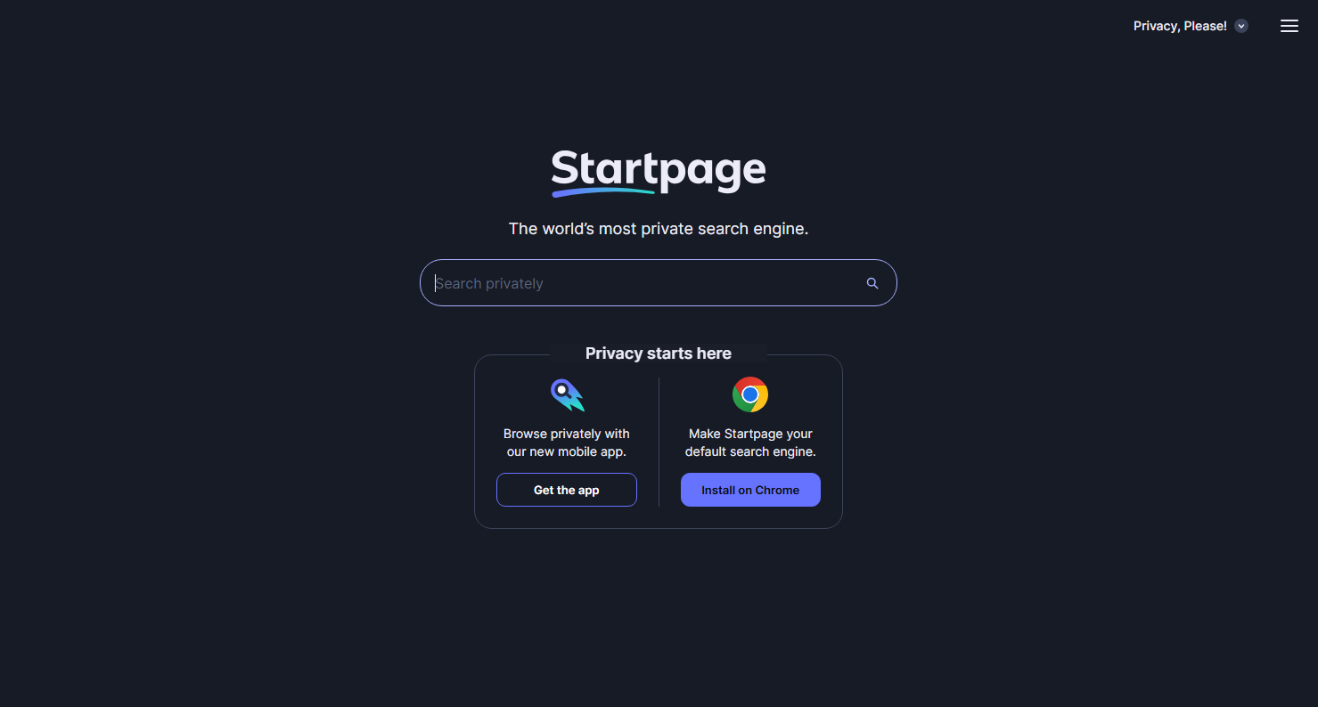 Startpage screenshot