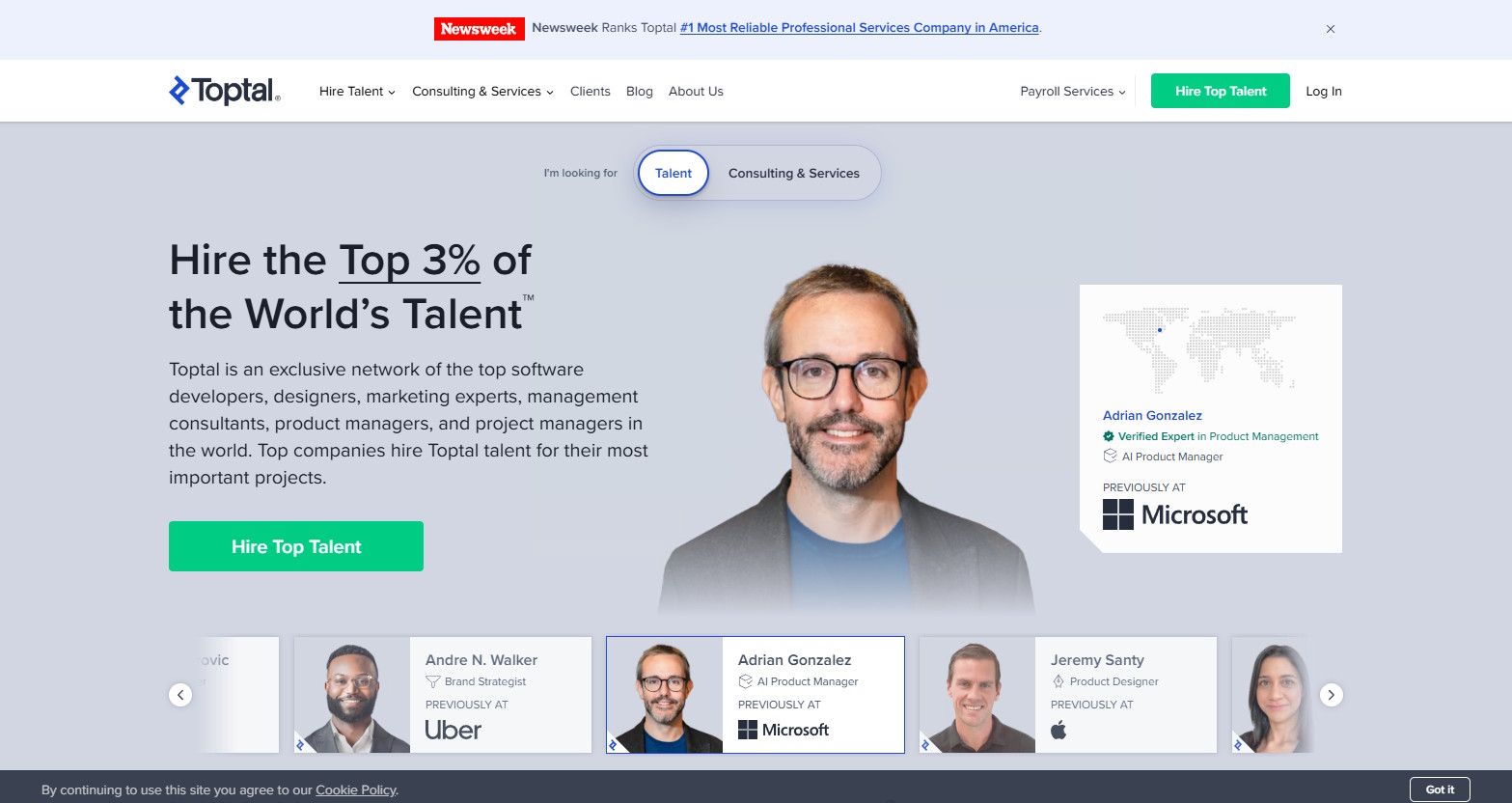 Toptal screenshot