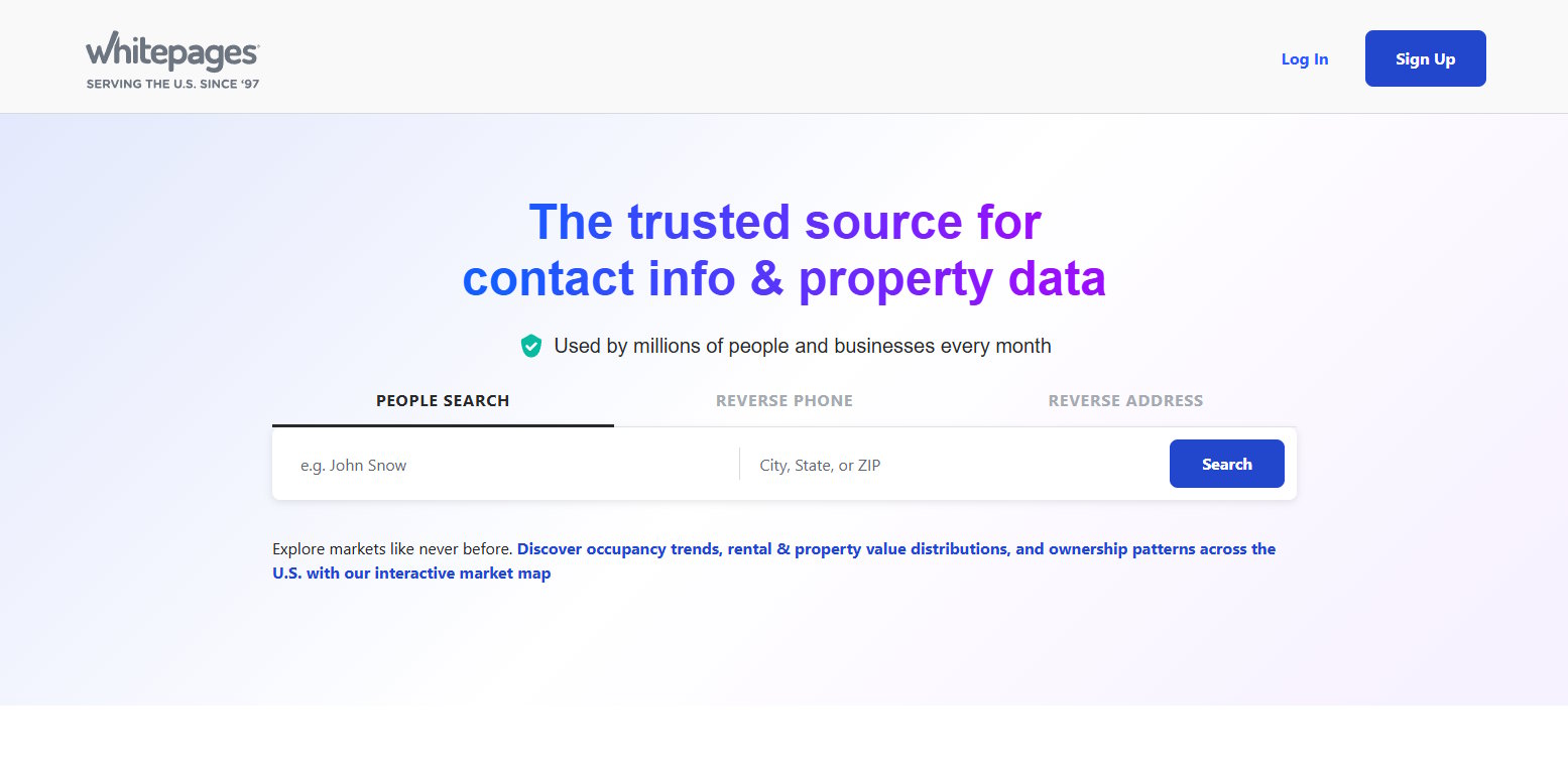 Whitepages screenshot